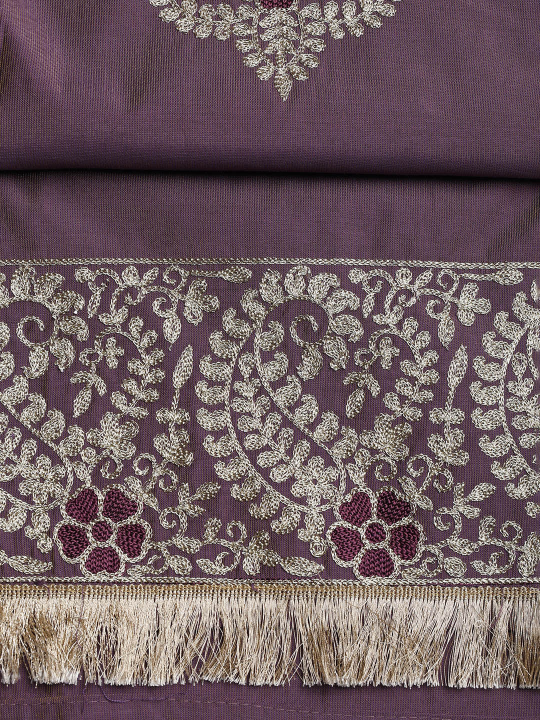 Embroidered Chanderi Unstitched Suit With Dupatta
