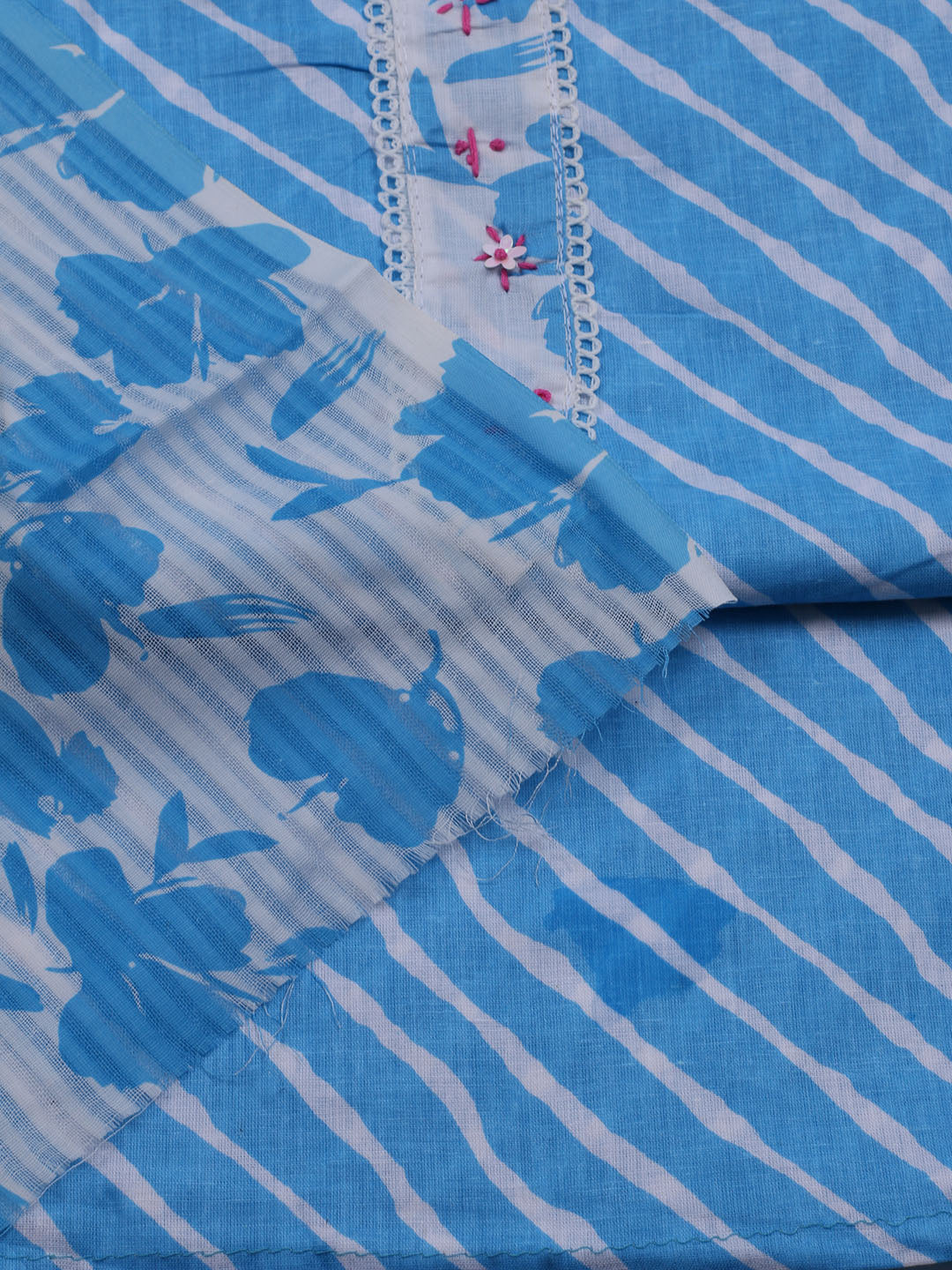 Printed Cotton Blend Unstitched Suit With Dupatta