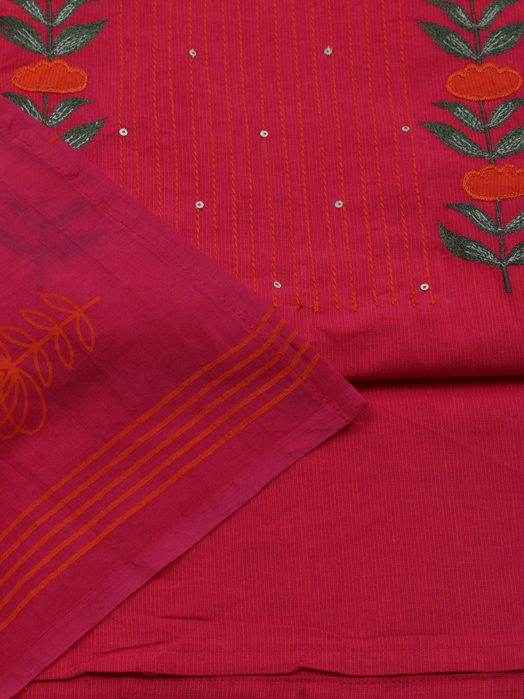 Neck Embroidered Cotton Blend Unstitched Suit With Dupatta