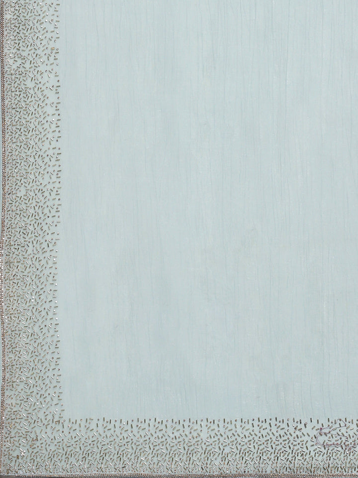 Swarovski Border Art-Chiffon Plain Saree