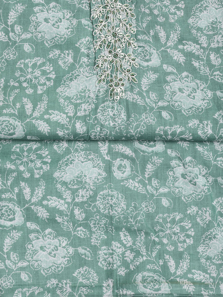 Printed Cotton Blend Unstitched Suit With Dupatta