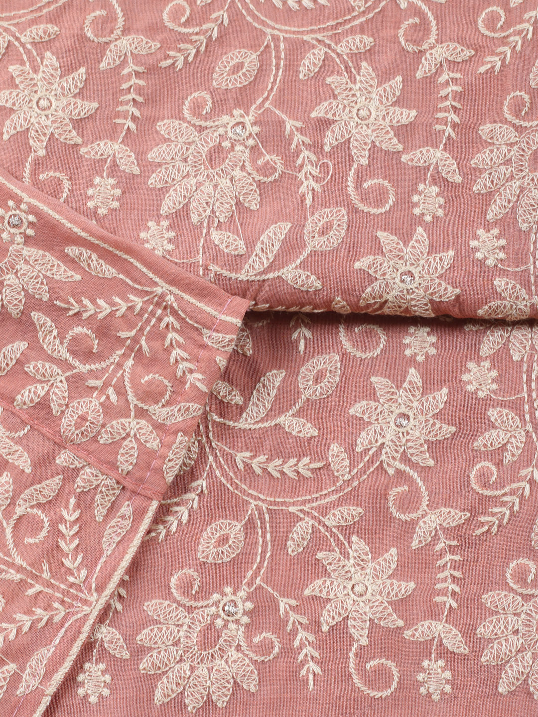 Embroidered, Cotton Blend Unstitched Suit With Pant &amp; Dupatta