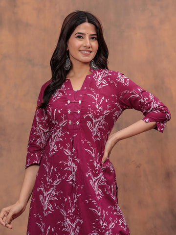 Printed Cotton Kurti With Palazzo