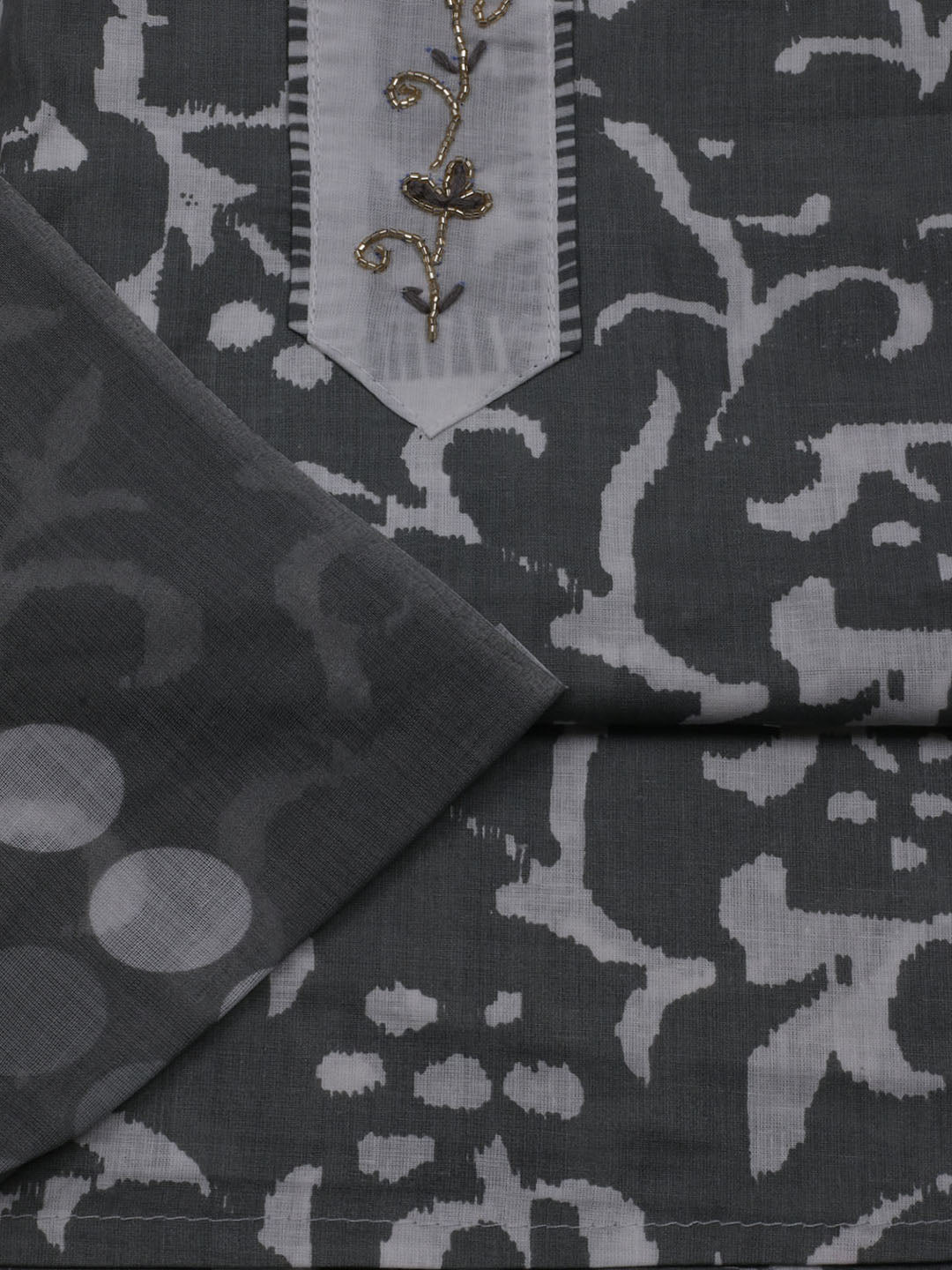 Printed Cotton Blend Unstitched Suit With Dupatta