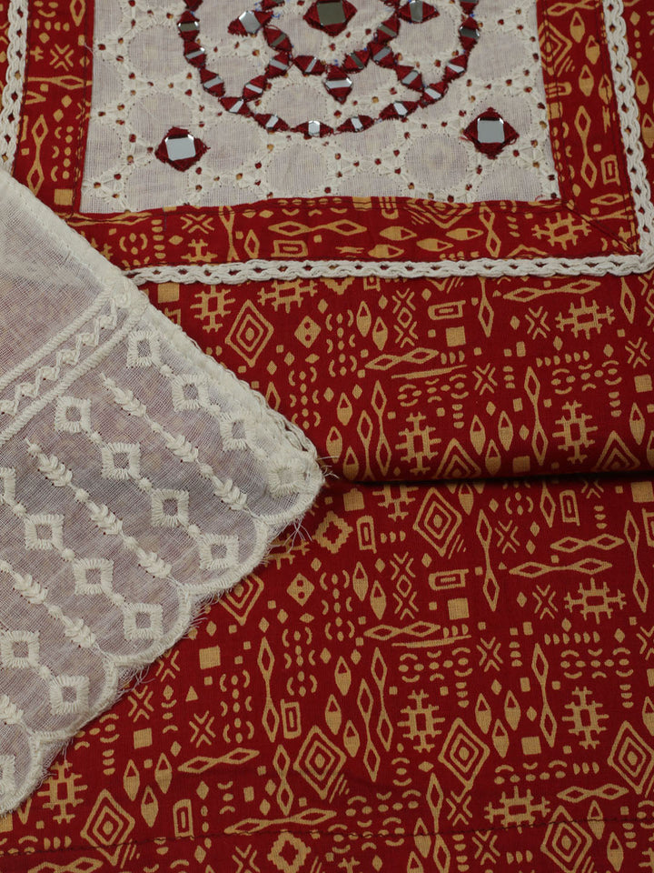 Printed Cotton Unstitched Kurta With Pant &amp; Dupatta