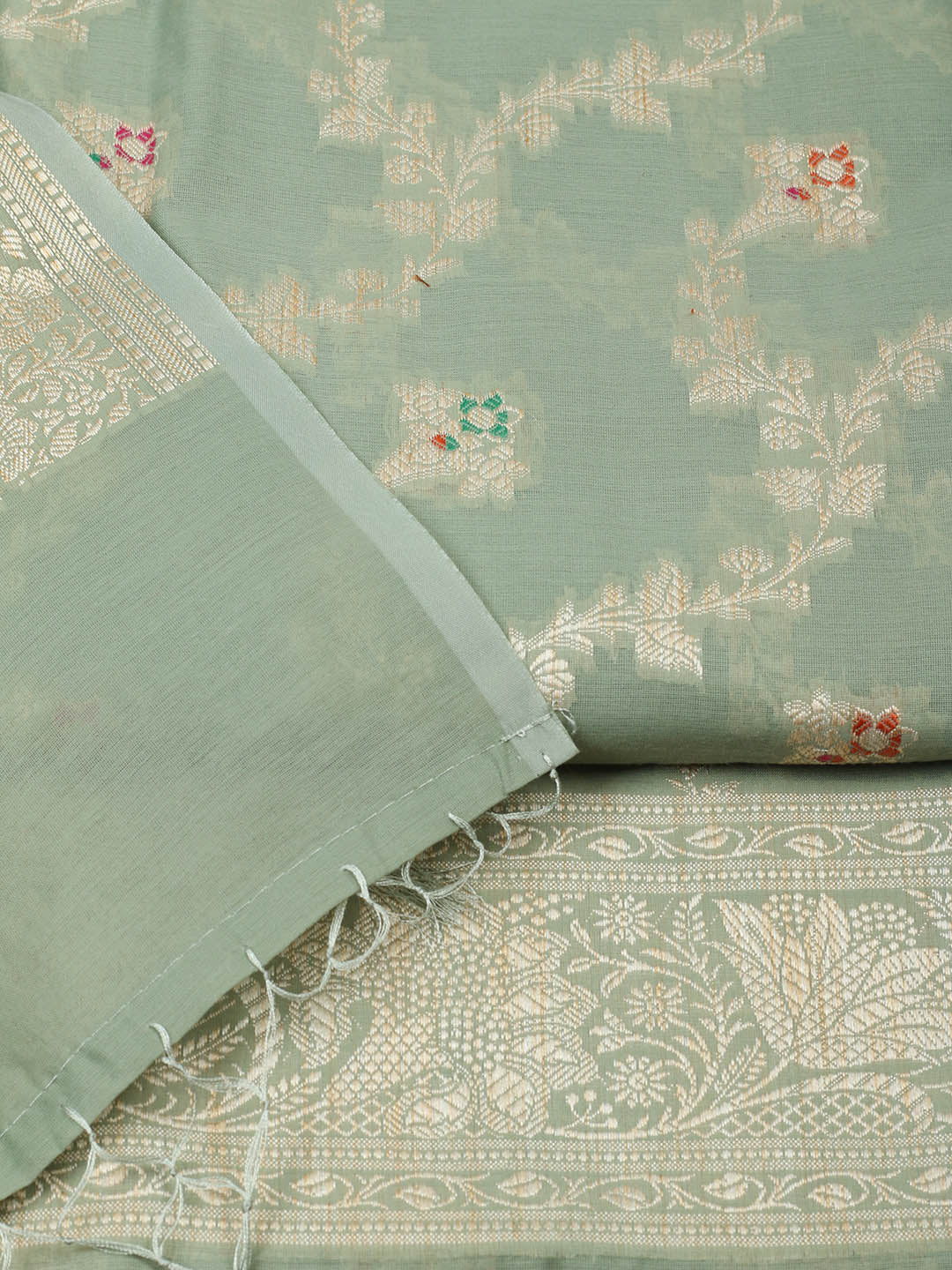 Woven Design Chanderi Unstitched Suit With Pant &amp; Dupatta