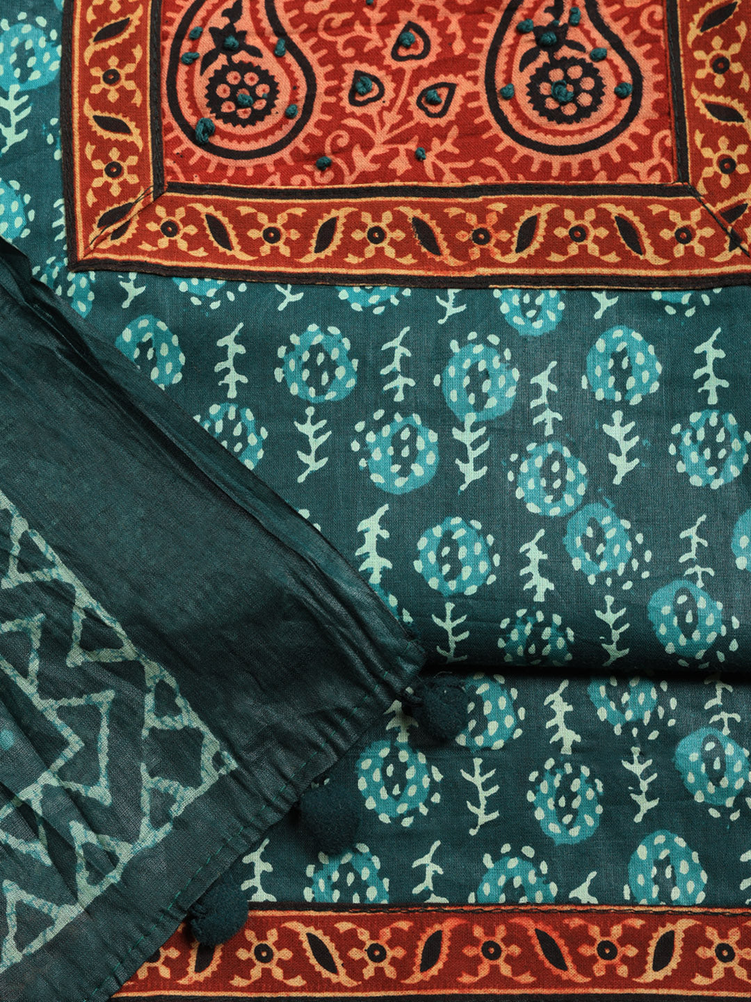 Printed Cotton Blend Unstitched Suit With Pant &amp; Dupatta