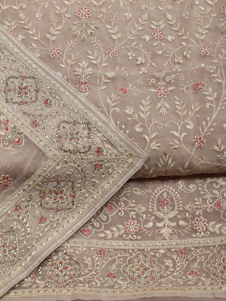 All over Embroidered Organza Unstitched Suit With Dupatta