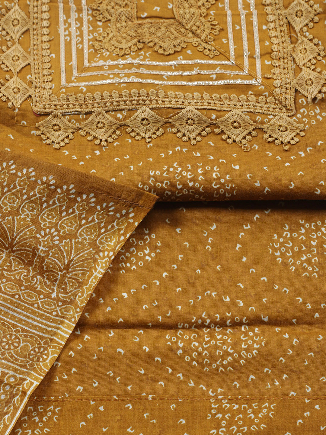 Printed Cotton Blend Unstitched Suit With Pant &amp; Dupatta