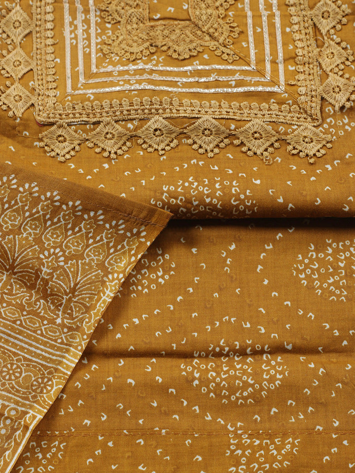 Printed Cotton Blend Unstitched Suit With Pant &amp; Dupatta
