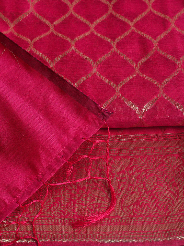 Woven Design Chanderi Unstitched Suit With Pant &amp; Dupatta