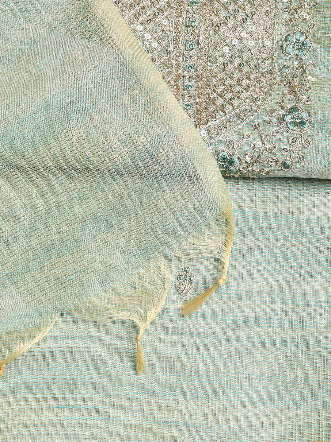 Embroidered Tissue Unstitched Suit With Dupatta
