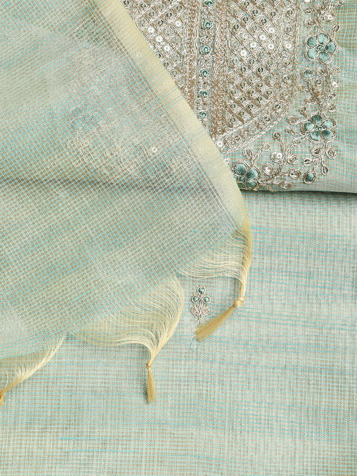 Embroidered Tissue Unstitched Suit With Dupatta