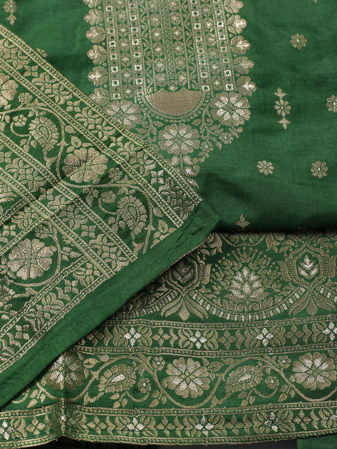 Neck Embroidered Chanderi Unstitched Suit With Dupatta
