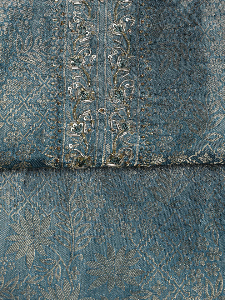 Zari Jaal Art Silk Unstitched Suit With Dupatta