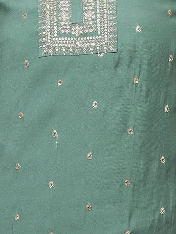 Neck Embroidered Chanderi Unstitched Suit Piece With Dupatta