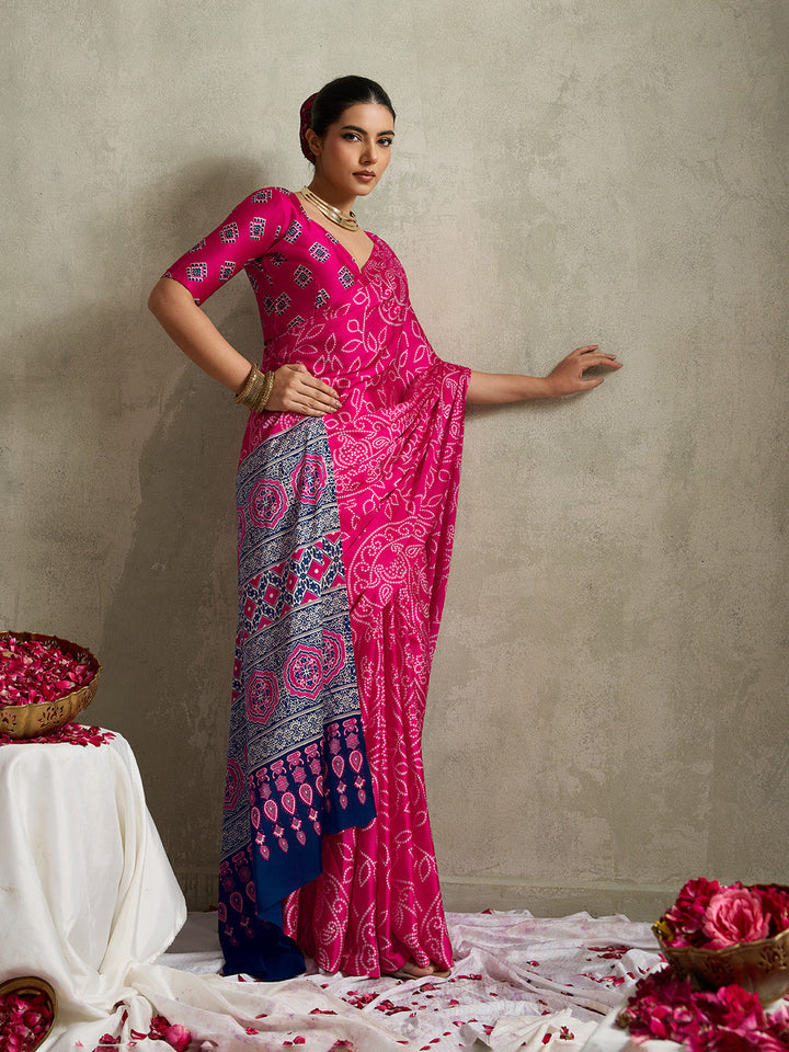 Printed Satin Saree