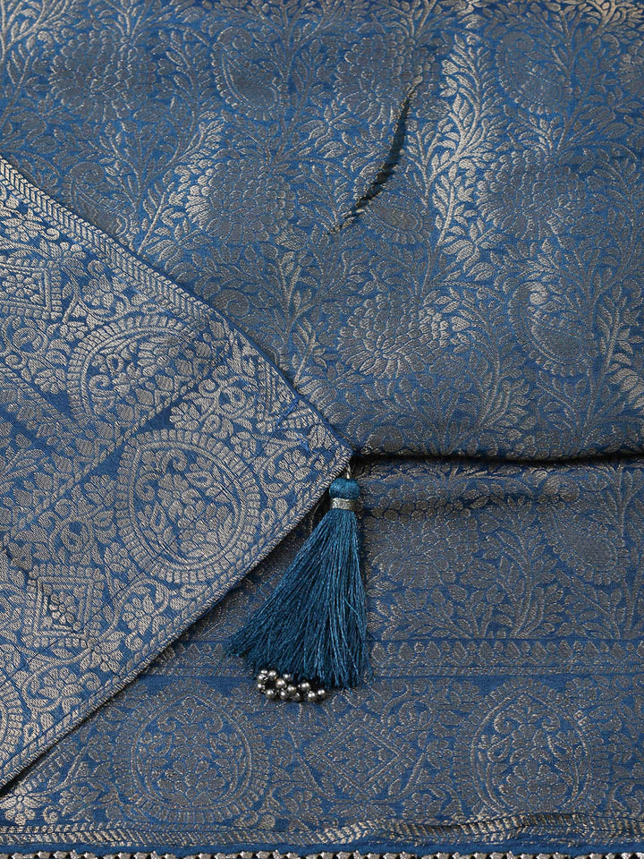 Woven Design Chanderi Unstitched Suit With Pant &amp; Dupatta