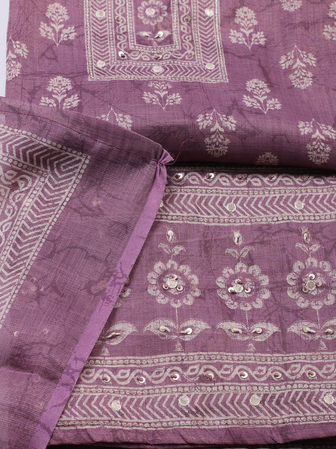 Embellished Tissue Unstitched Suit With Pant &amp; Dupatta