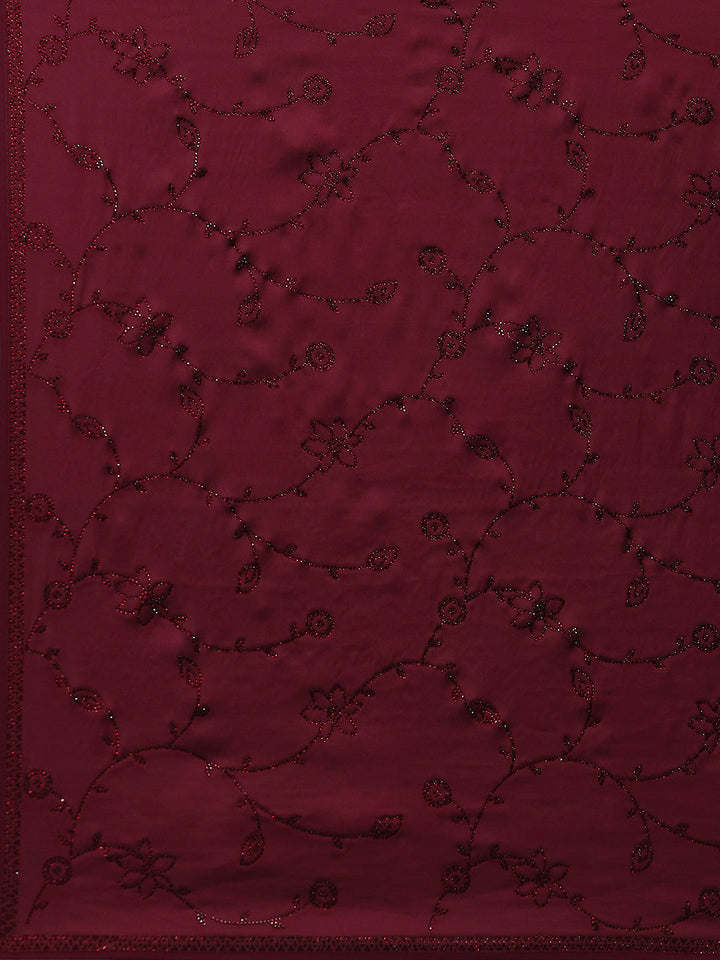 Stone Embroidered Satin Saree