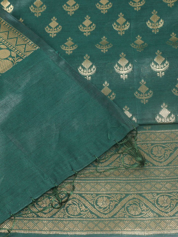 Woven Design Chanderi Unstitched Suit With Pant &amp; Dupatta