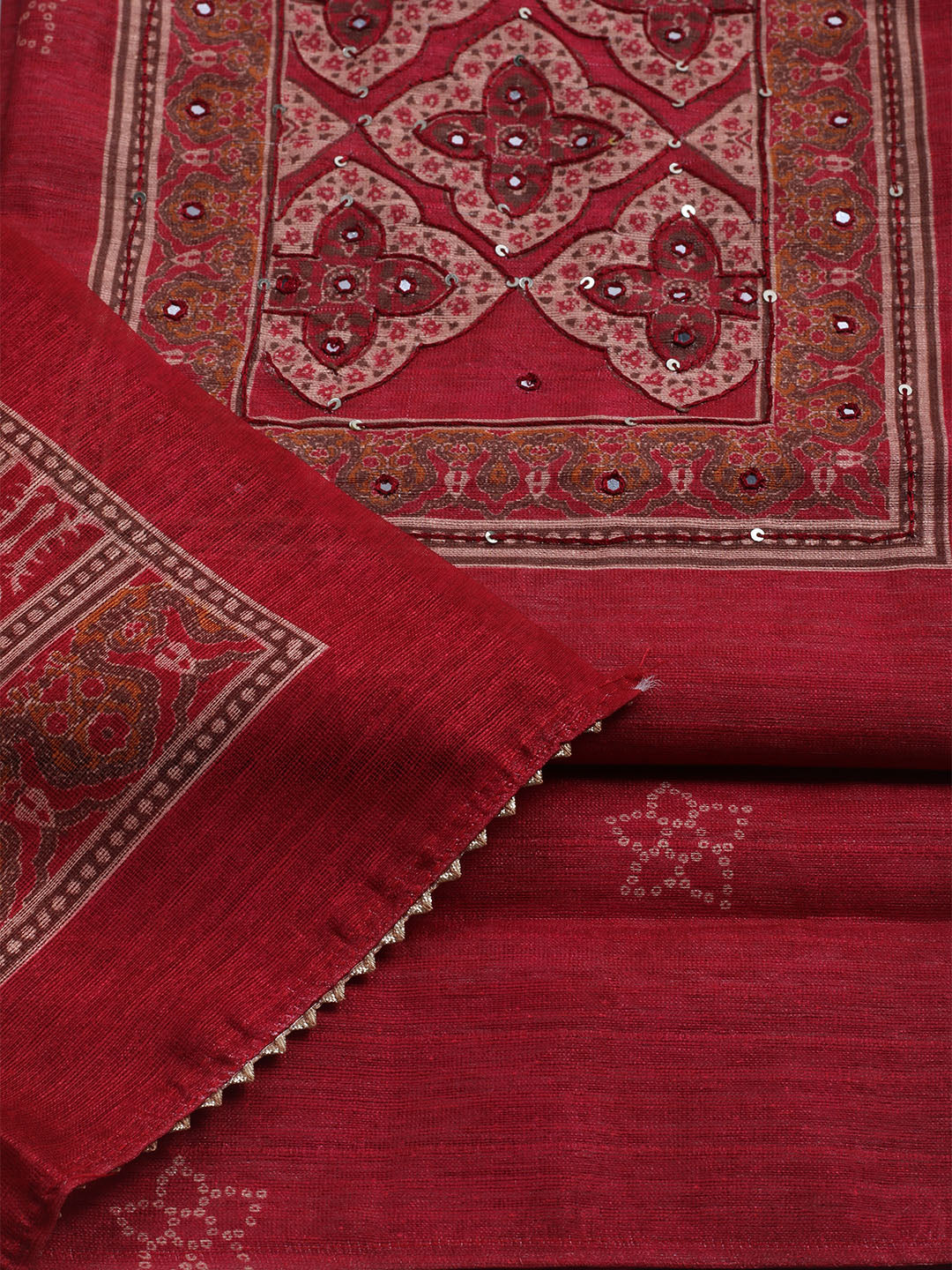 Embroidered Chanderi Unstitched Suit With Dupatta