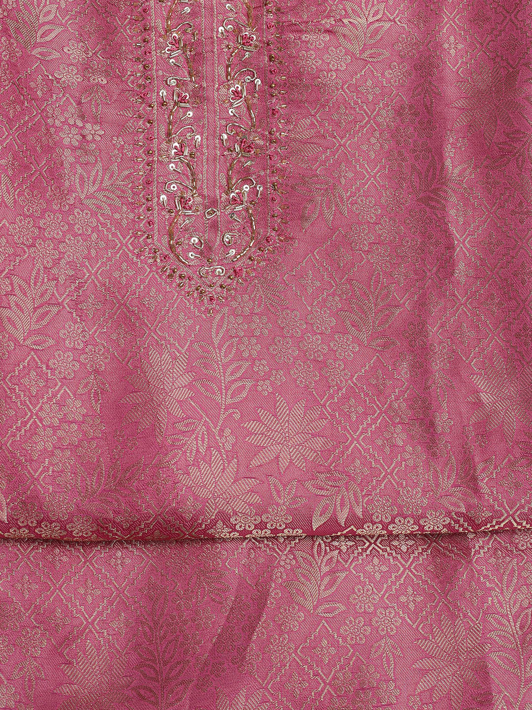 Zari Jaal Art Silk Unstitched Suit With Dupatta