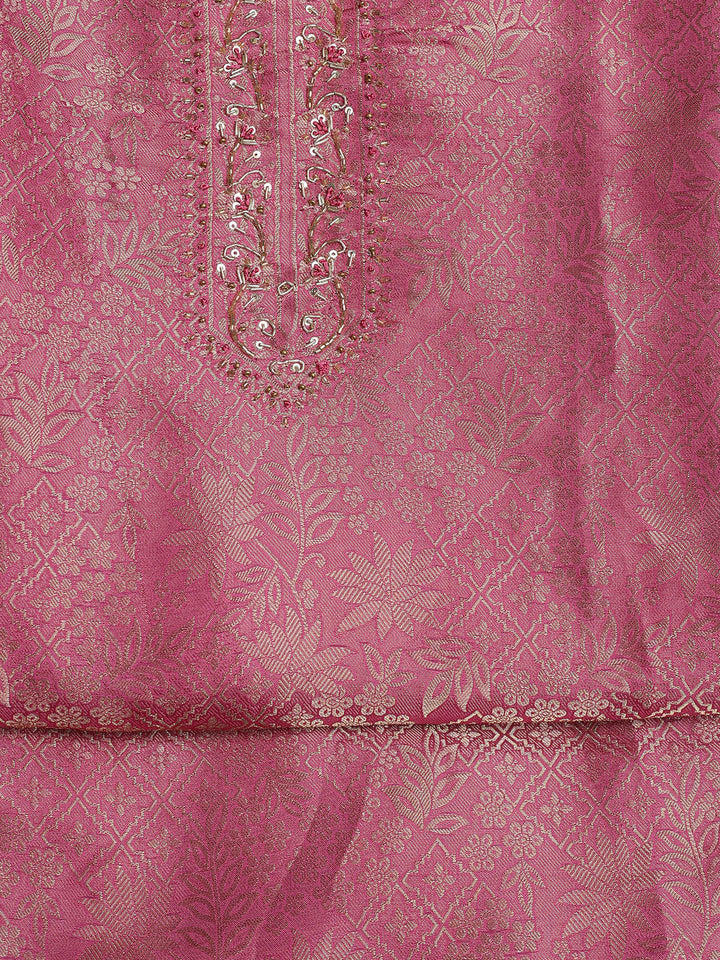 Zari Jaal Art Silk Unstitched Suit With Dupatta