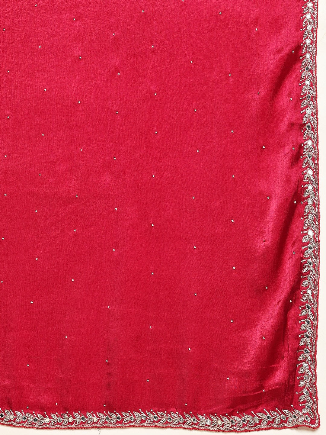 Stone &amp; Mirror Embellished Chinon Saree
