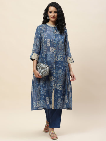 Printed Cotton Kurta With Pants