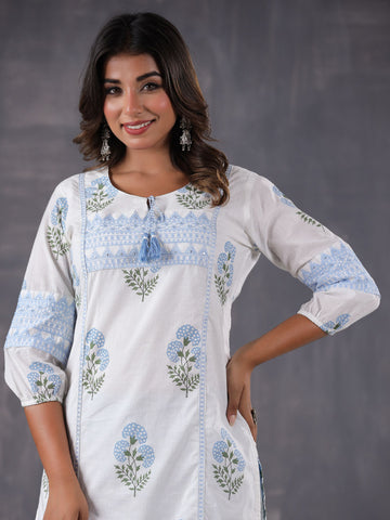 Printed Cotton Kurti With Pants