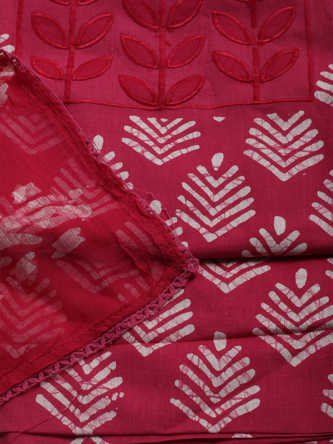 Printed Cotton Blend Unstitched Kurta With Pant &amp; Dupatta
