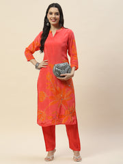 Printed Crepe Kurta With Pants