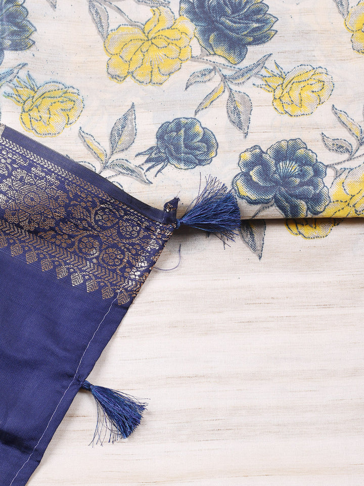 Banarasi Chanderi Unstitched Suit With Pant &amp; Dupatta