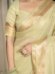 Woven Border Linen Saree