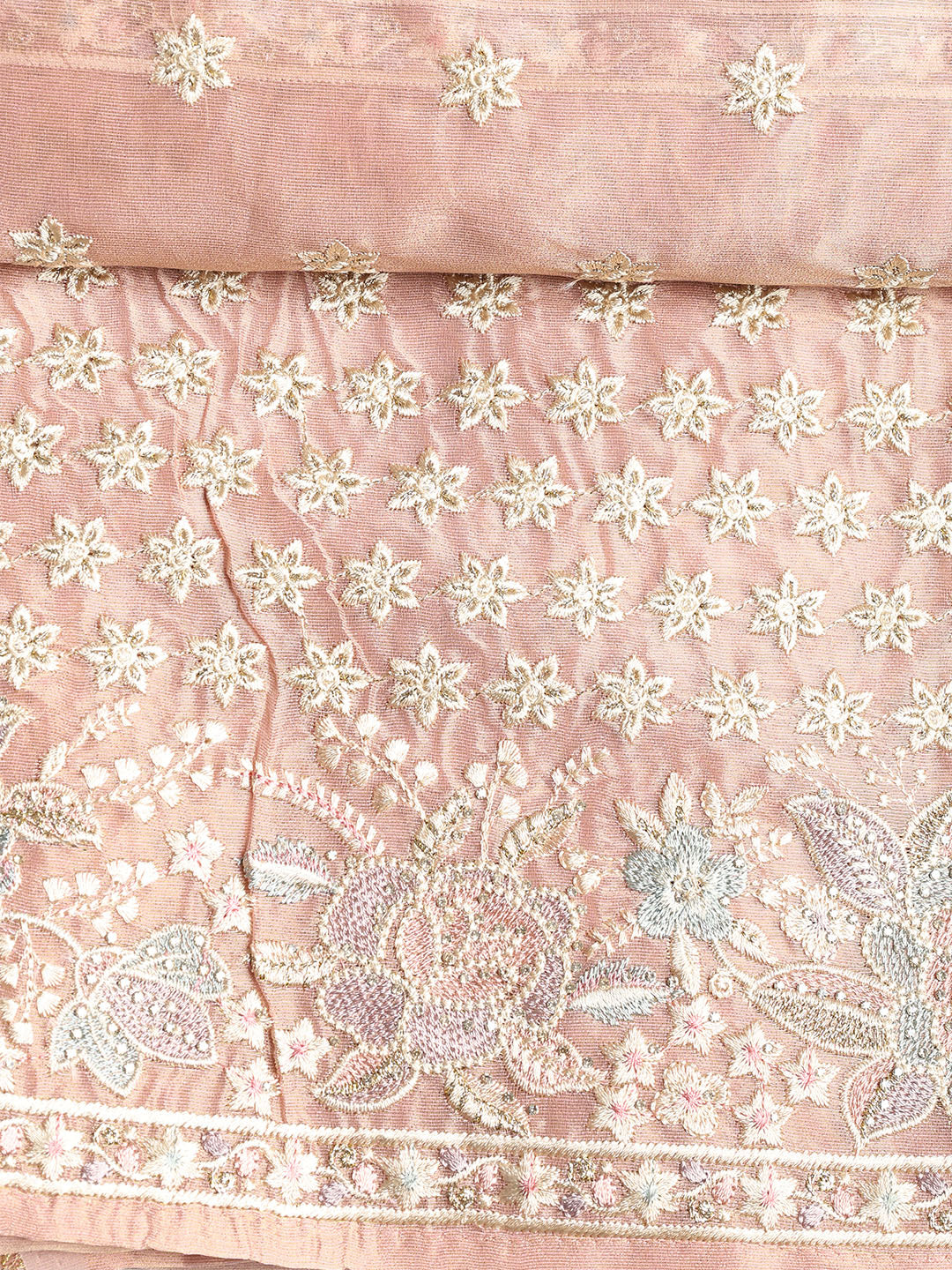 Embroidered Tissue Unstitched Suit With Dupatta