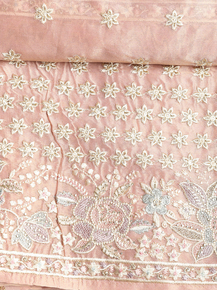 Embroidered Tissue Unstitched Suit With Dupatta