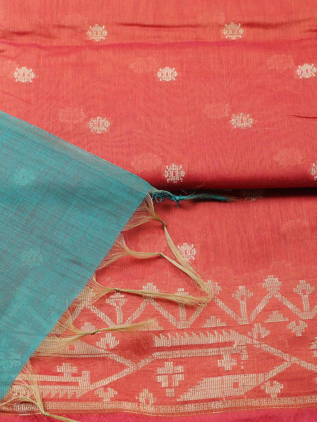 Printed Chanderi Unstitched Suit With Pant &amp; Dupatta