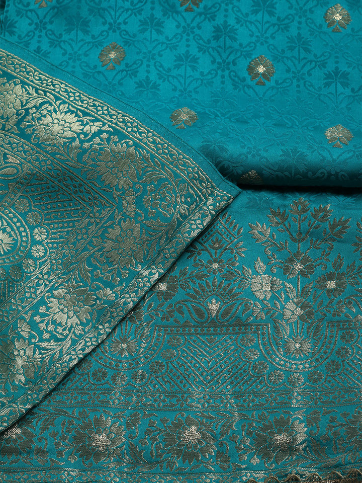 Woven Design Chanderi Unstitched Suit With Dupatta