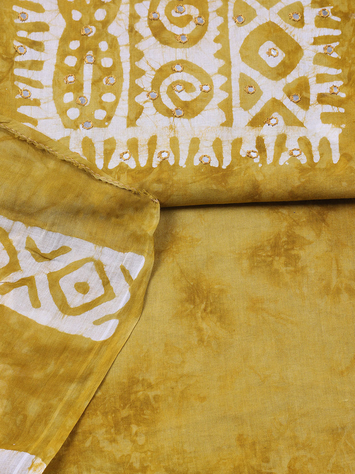 Embroidered Cotton Blend Unstitched Suit With Pant &amp; Dupatta