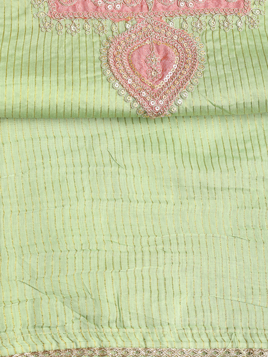 Neck Embroidered Chanderi Unstitched Suit With Dupatta