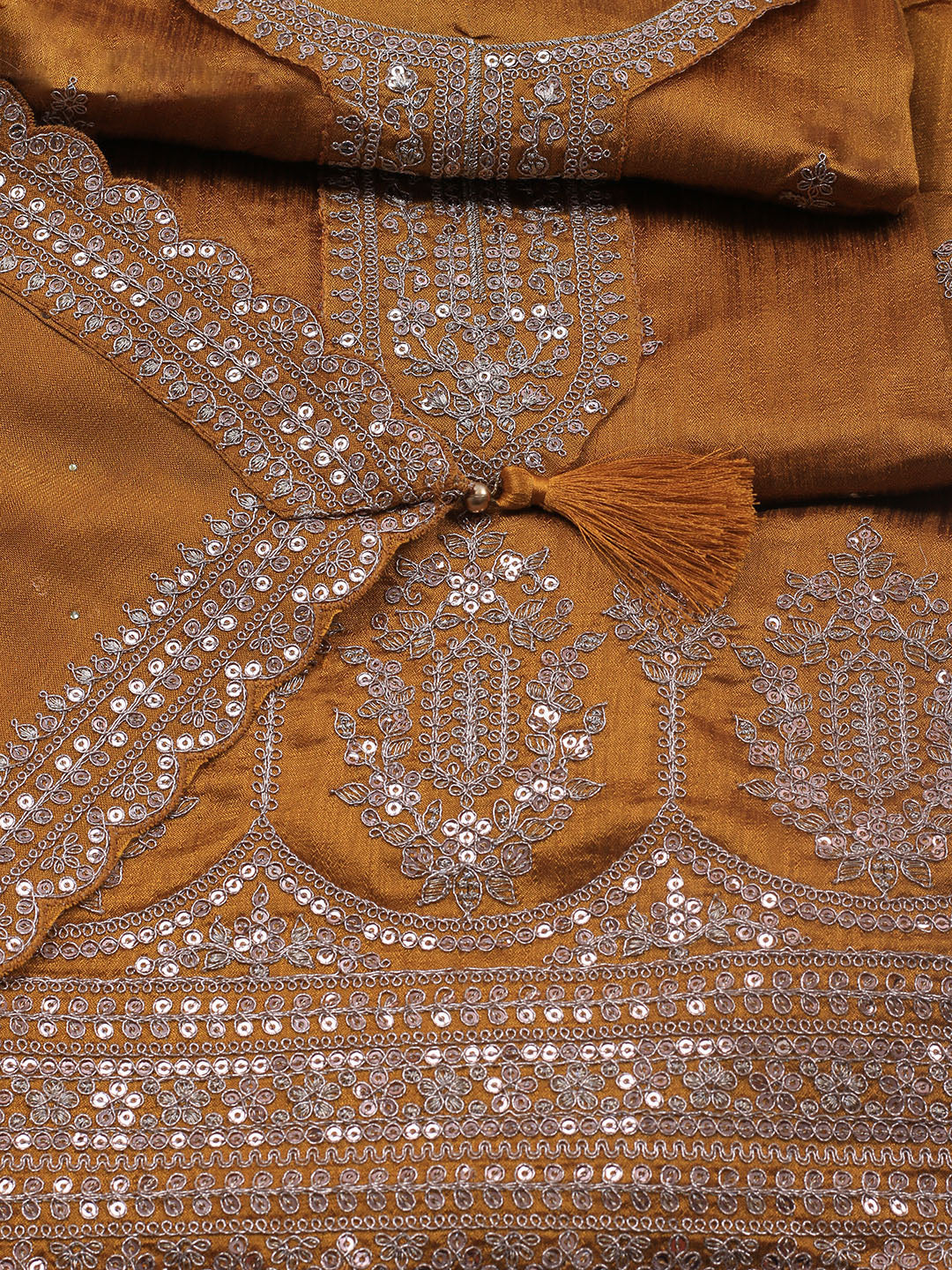 Sequence Art Silk Unstitched Suit Piece With Dupatta