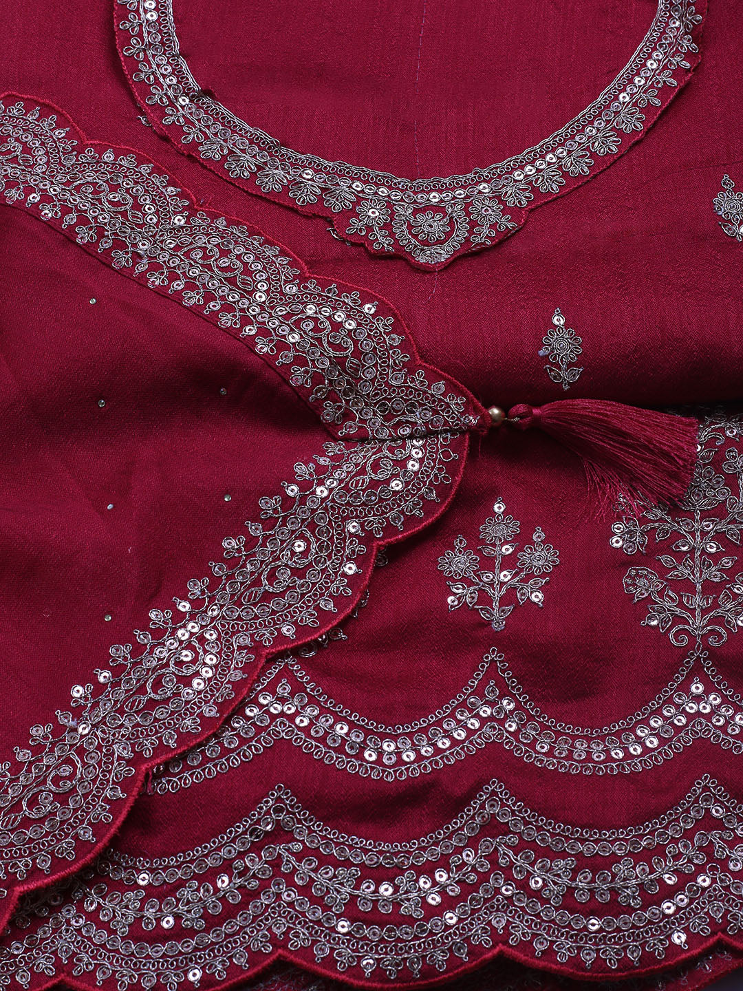 Sequence Art Silk Unstitched Suit Piece With Dupatta