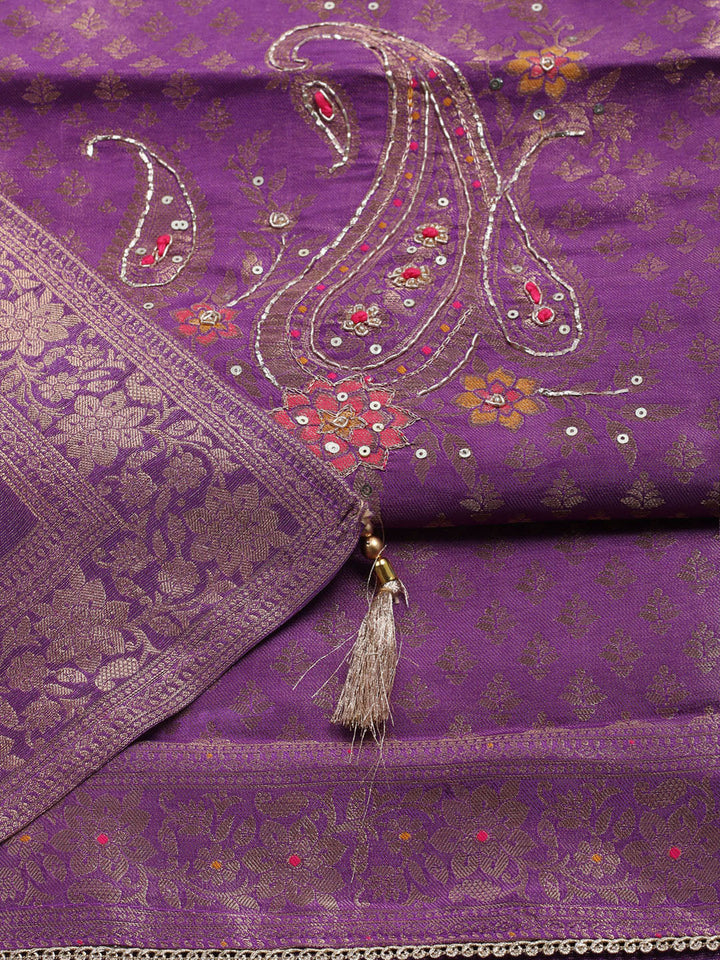 Woven Design Tissue Unstitched Suit With Dupatta