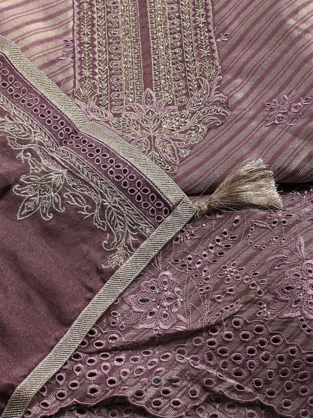 Embroidered Tissue Unstitched Suit With Dupatta