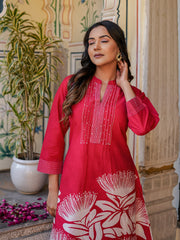 Printed Cotton Blend Kurta With Pants