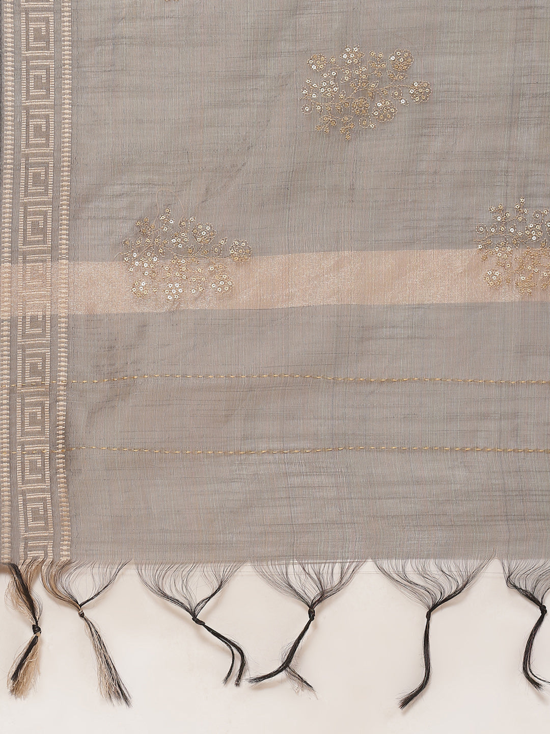 Embroidered Chanderi Unstitched Suit Piece With Dupatta