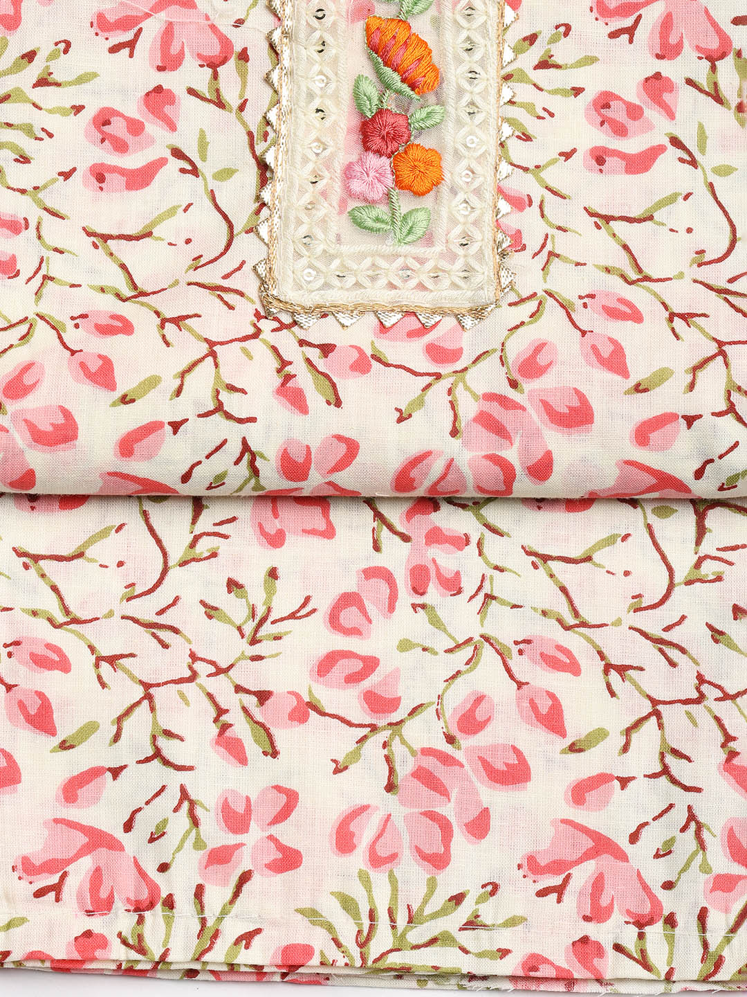 Printed Cotton Blend Unstitched Suit With Dupatta
