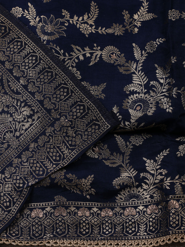 Woven Design Chanderi Unstitched Suit With Dupatta