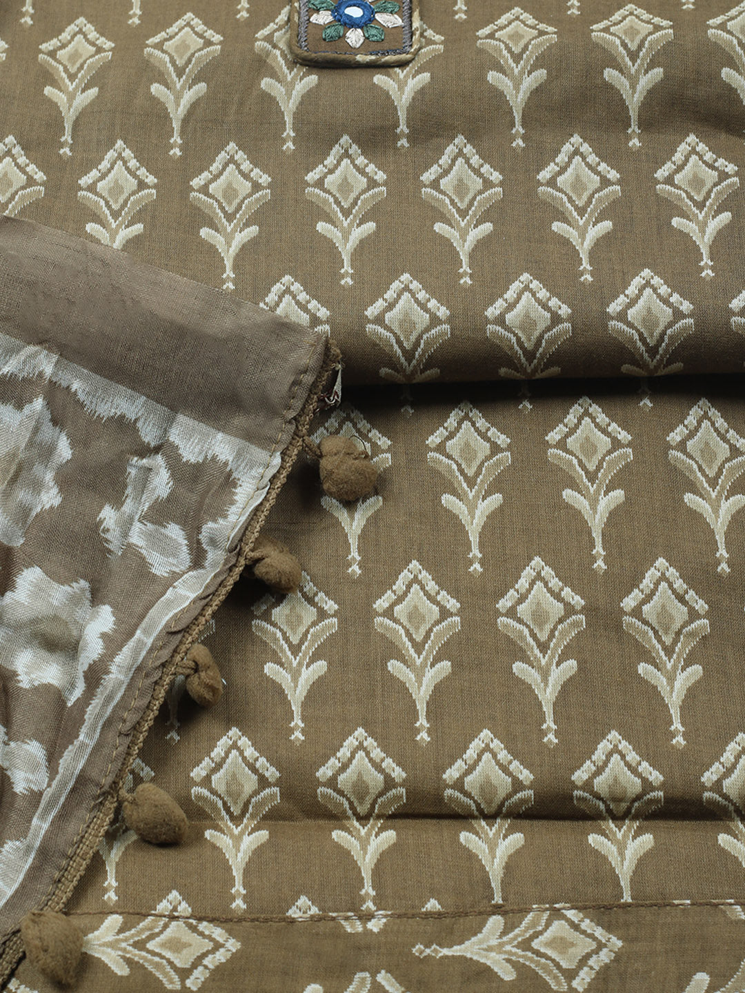 Embroidered Cotton Blend Unstitched Suit With Pant &amp; Dupatta